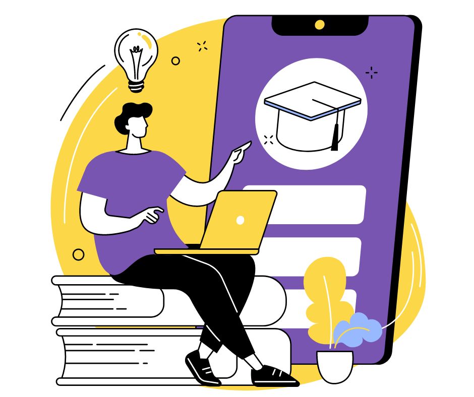 Person with laptop engaged in online education.