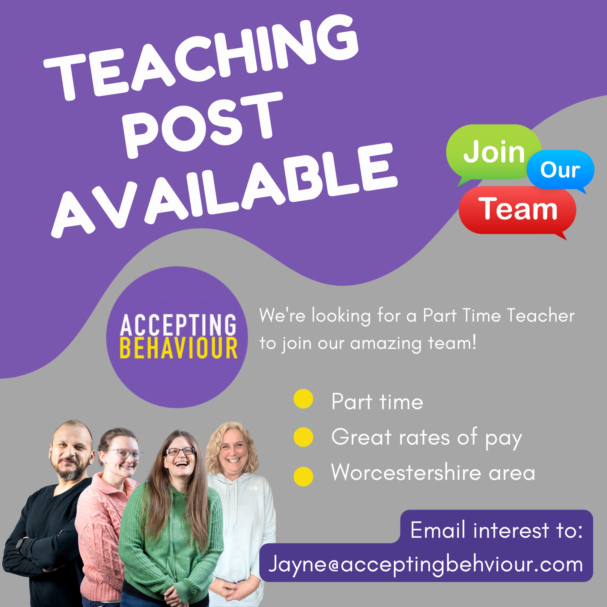 Part-time teaching position open in Worcestershire.