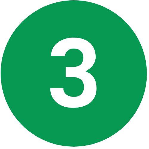 Green circle with number three inside